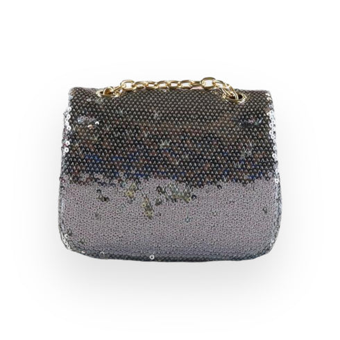 Pewter/Silver Floral Applique Sequin Purse