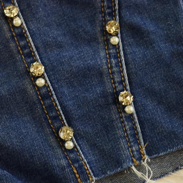 Denim Rhinestone Shorts