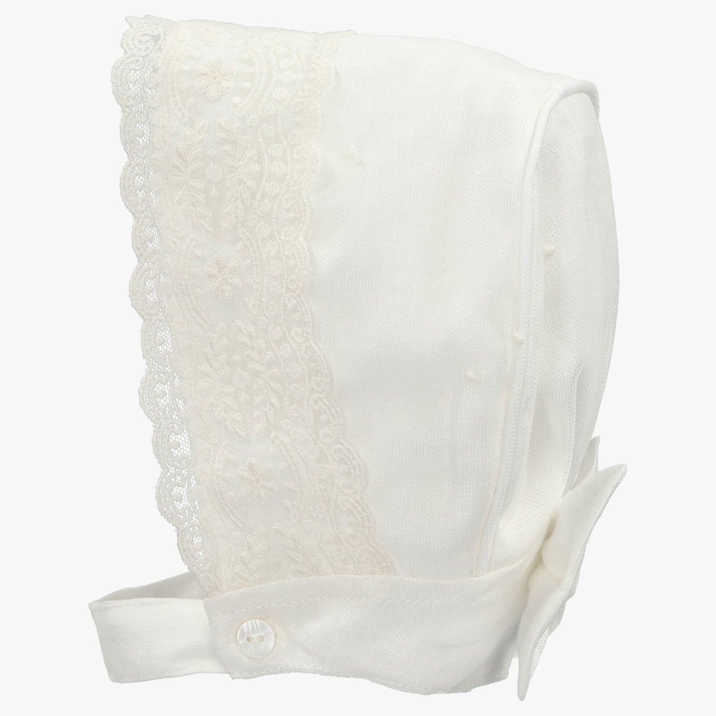 christening gown and bonnet set Expressions Boutique NY, ivory lace baptism dress, baby girl heirloom christening outfit, satin ribbon lace gown for baptism, boutique christening apparel girls