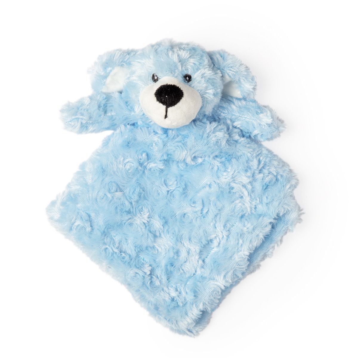 Blue Curly Plush Bear Blankie