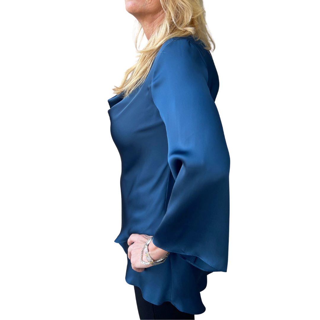 Dark Blue Satin Blouse
