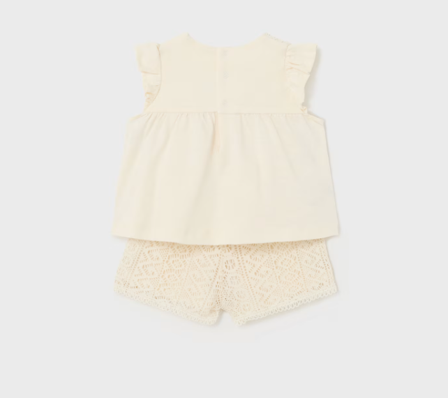 2pc Beige Knit w cotton Short Set