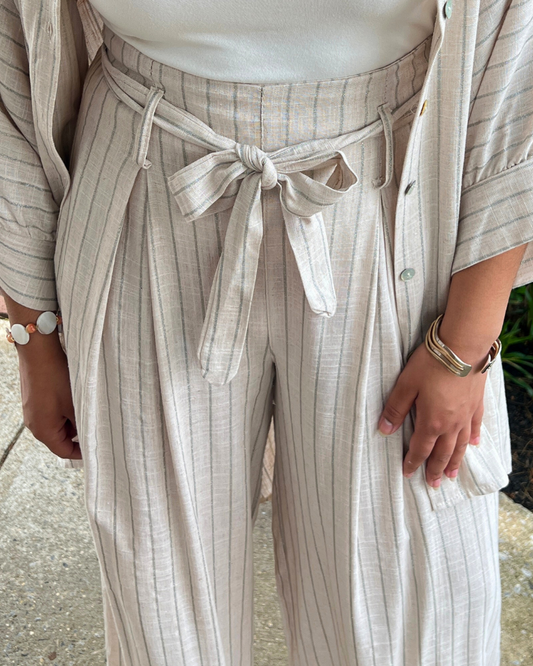 Oatmeal Melange Hi Waisted Pants