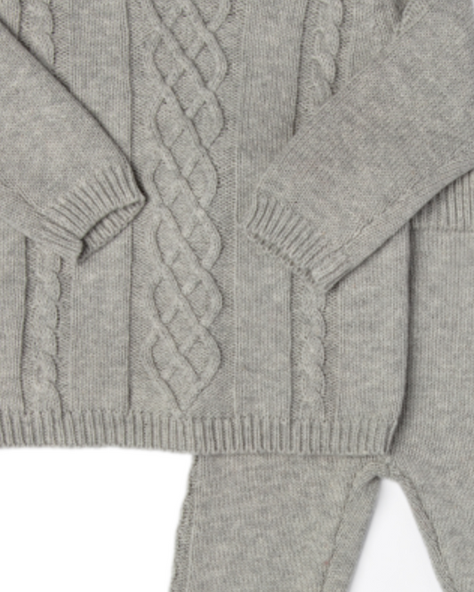 Baby Boy 2pc Grey Knit Pant Set 100% Cotton, Expressions Boutique, Women and childrens boutique, Woodbury, baby boy knit outfit, cotton knit baby set, boutique baby boy clothing, grey knit sweater and pants baby, infant cable knit set, soft cotton baby clothes, baby shower gift boy, cozy knit baby outfit