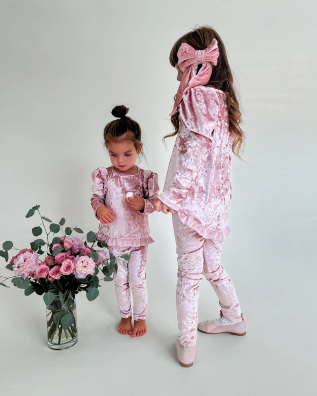 2pc Pink Velour Pant Set