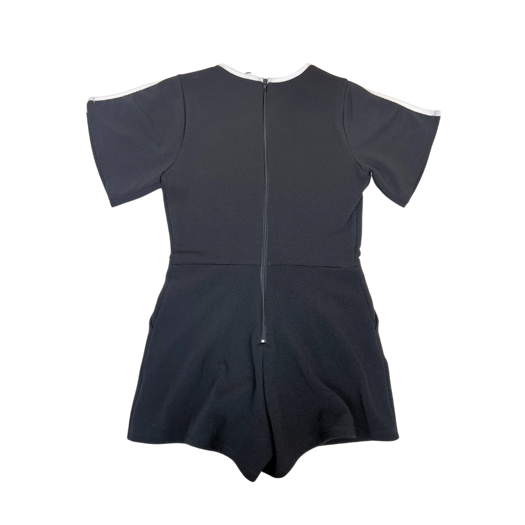 Black Split Sleeve w White Trim Romper