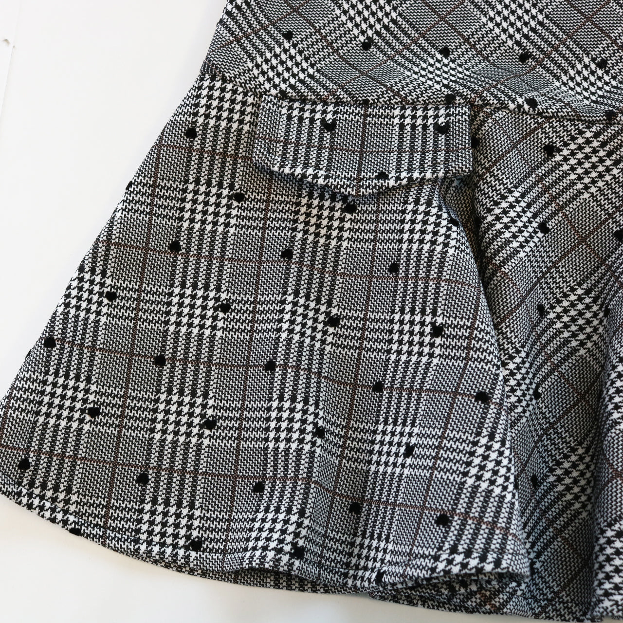 Black & White Velvet Heart Plaid Dress