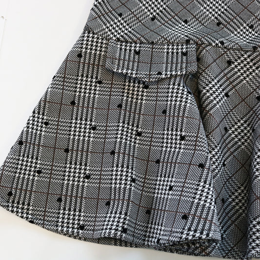 Black & White Velvet Heart Plaid Dress