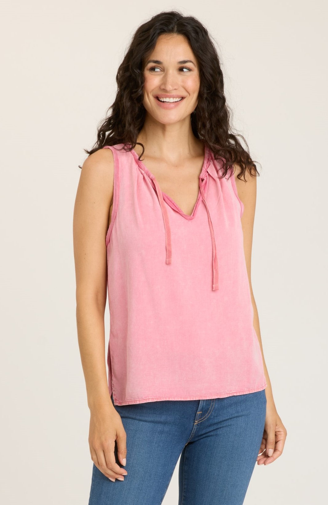 Washed Soft Rose Pink Twill Tank