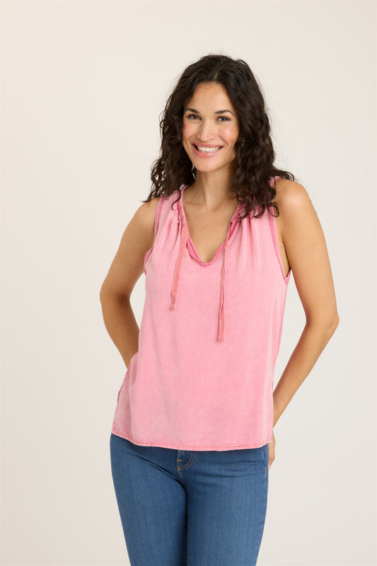 Washed Soft Rose Pink Twill Tank