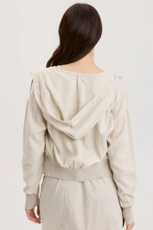 Kamey Distressed Bomber Jacket w Hood