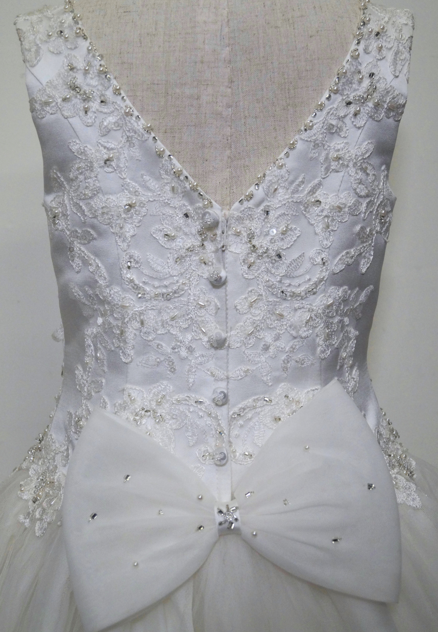Cassandra Dress Beaded lace and tulle bottom w bow in back