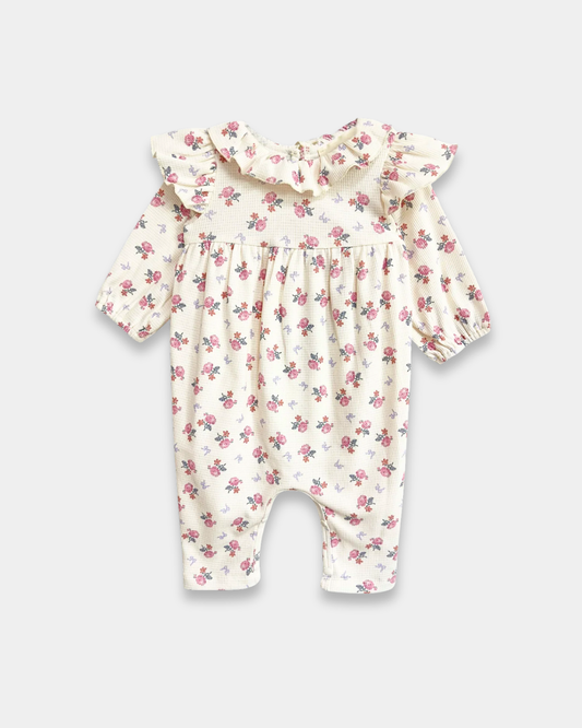 baby girl floral romper, infant ruffle romper, long sleeve baby romper, boutique baby girl outfit, ribbed knit baby romper, pink floral romper baby, baby shower outfit girl, newborn romper boutique, baby girl fall outfit, cute baby girl clothing, back to school, school outfits, pre-k clothing