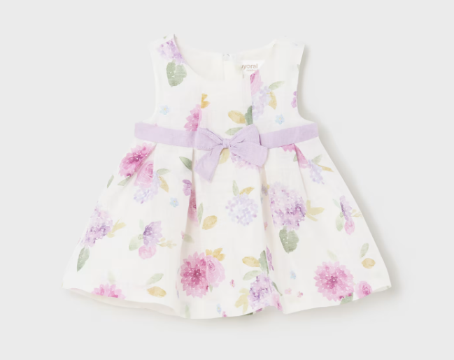 Lavender Floral Dress w Bow