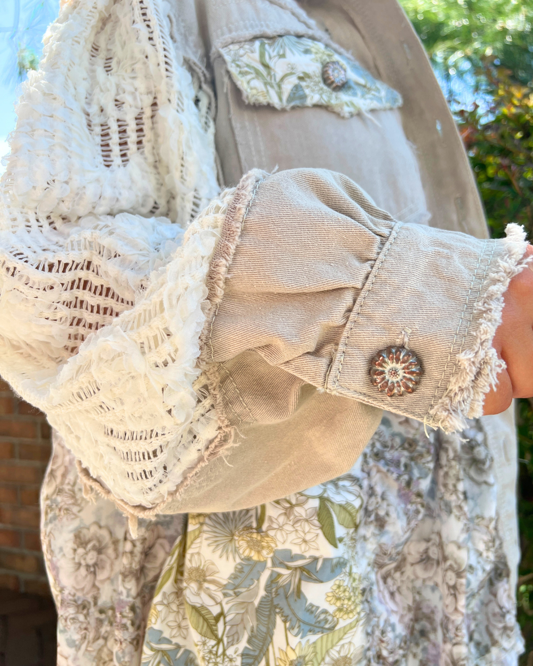 Grey Balloon Sleeve Woven Jacket