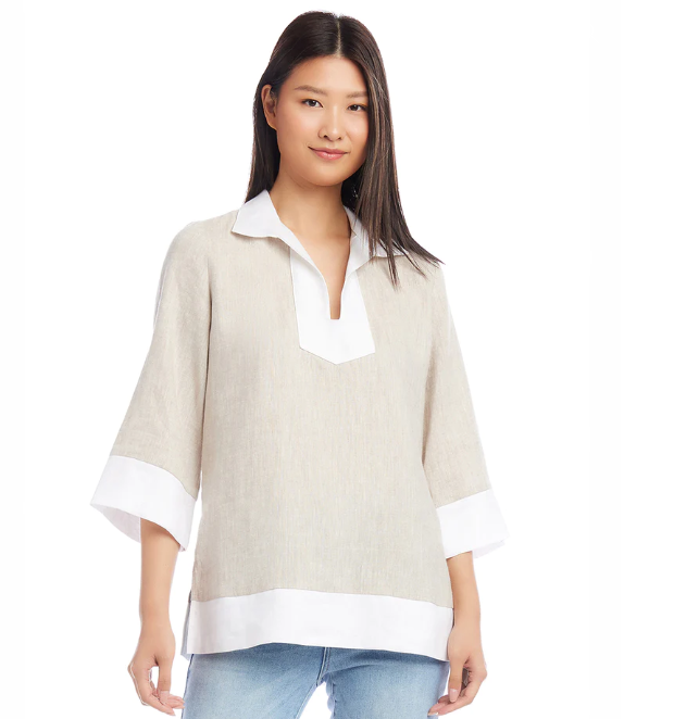 Linen Oat Contrast Tunic
