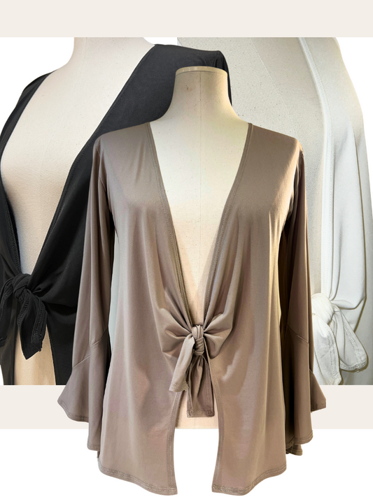 Tie Bell Sleeve Top Cardigan