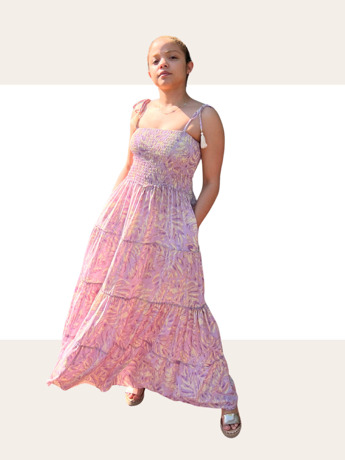 Lilac Smocked Tier Maxi Dress