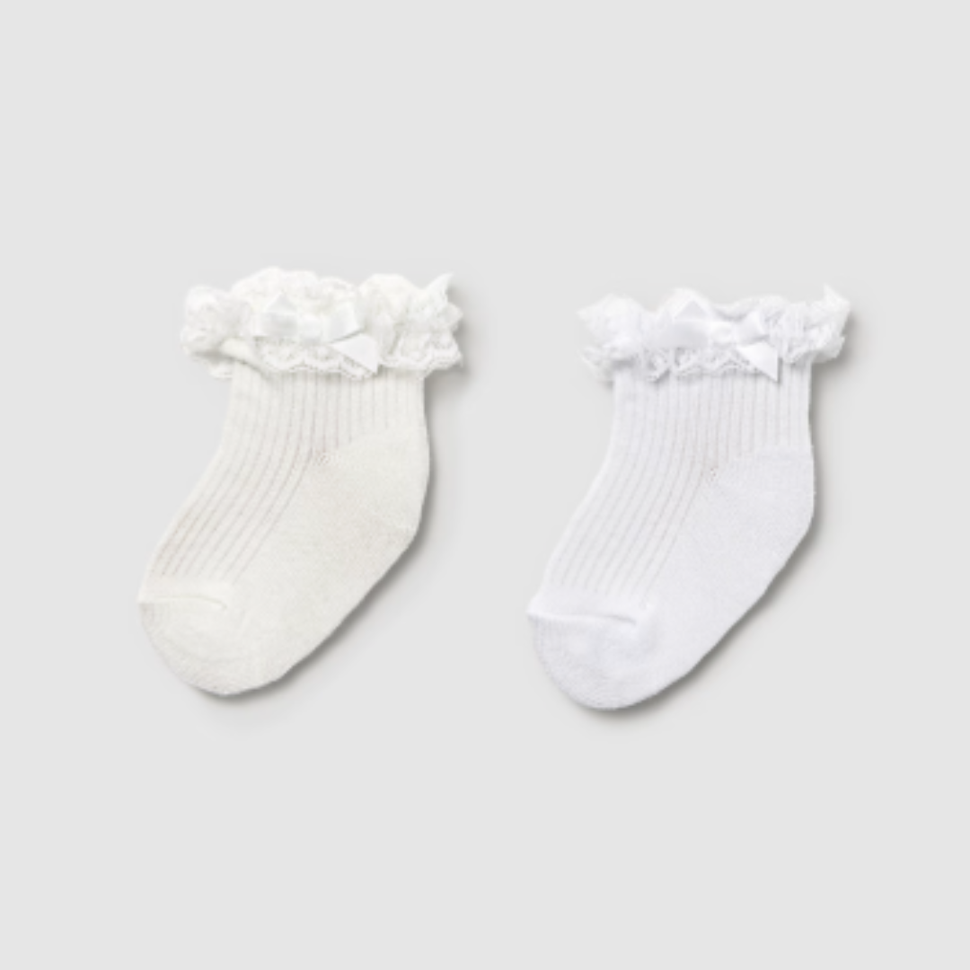 Sock w lace cuff & satin Bow