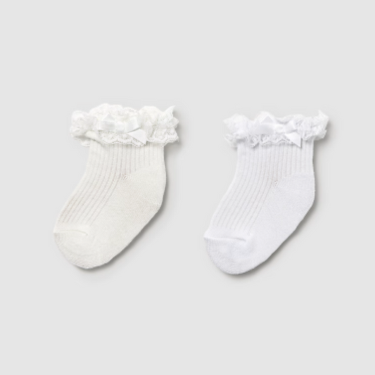 Sock w lace cuff & satin Bow