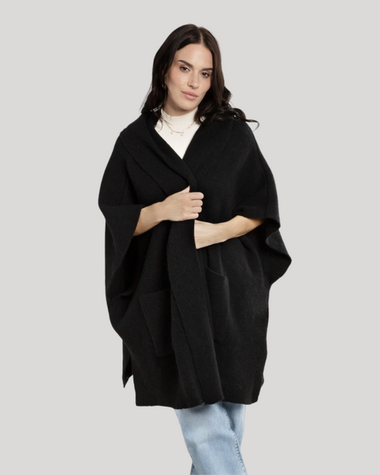 Black Hooded Oversize Kimono