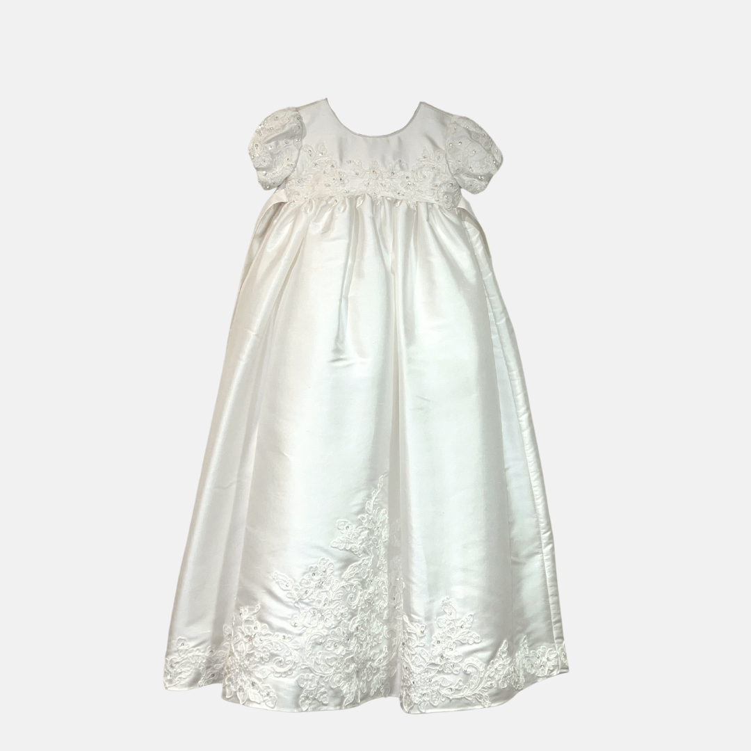 2pc Elegant Christening Dress with Matching Bonnet