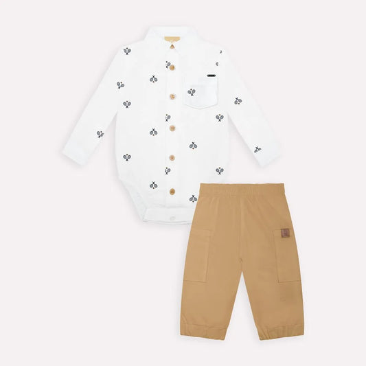 2pc Pickleball Button Up Onesie w Khaki Pants