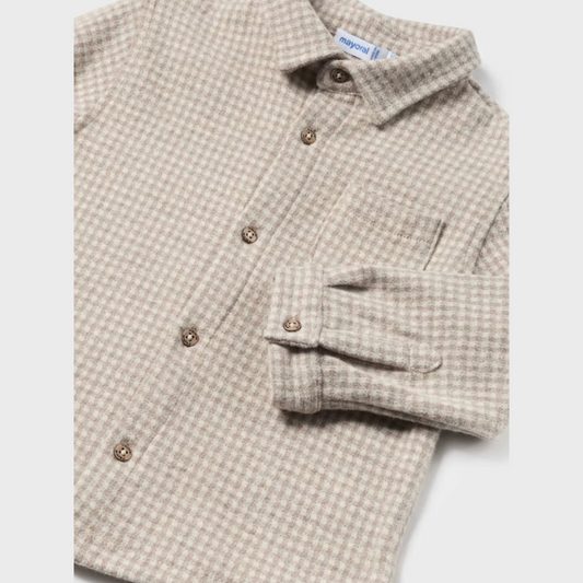 2pc Mocha Checkered Button Up w Pant