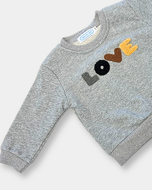 LOVE toddler outfit set, grey baby jogger set, cozy kids pullover and pants, boutique toddler loungewear, unisex baby pant set, toddler fall outfit set, casual baby clothing set, embroidered toddler top and pants, soft cotton blend baby set, everyday toddler wear