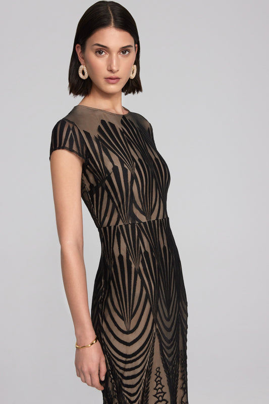 Beige w Black Lace Overlay