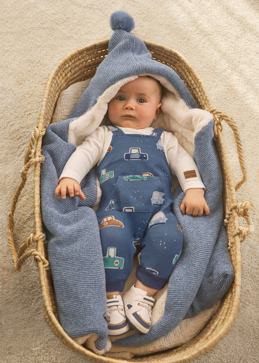 2pc Blue Romper w Cars