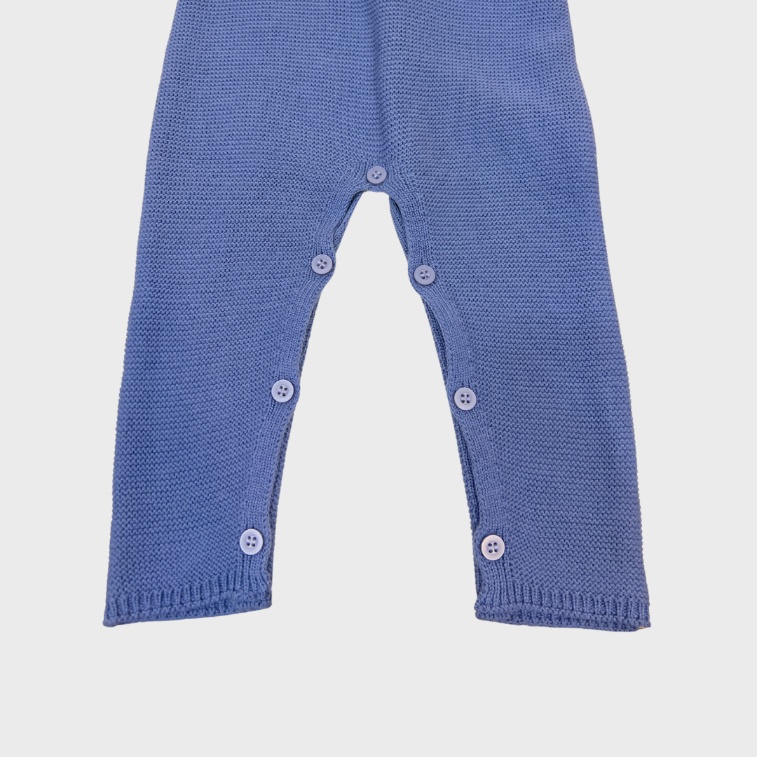 3pc Winter Blue Knit Overall with Top & Sweater