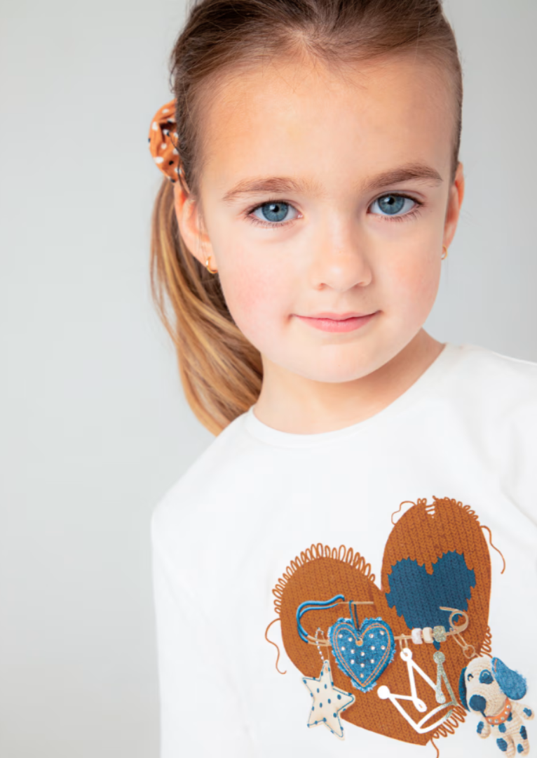 3pc Heart Tee w Scrunchy w Denim Pant *