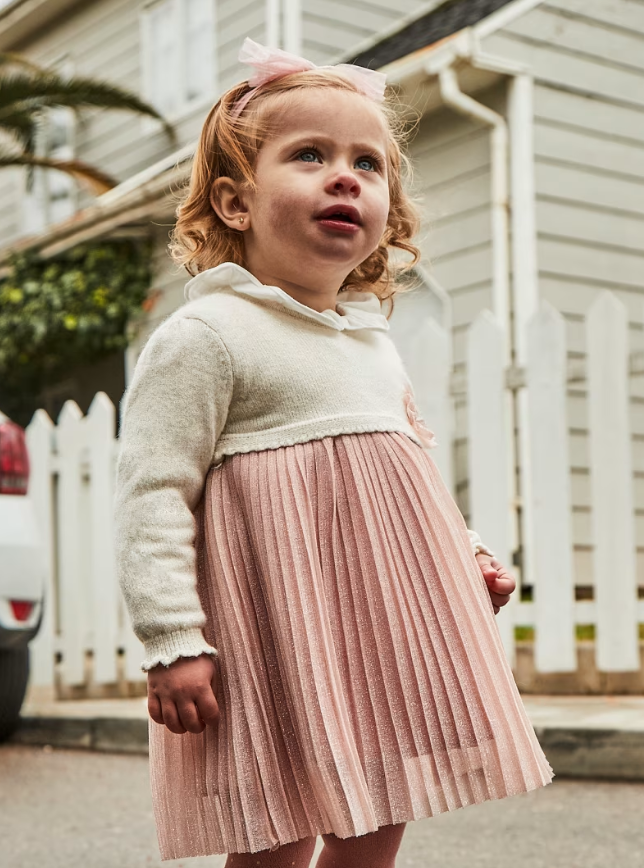 Blush Combined Pleated Dress