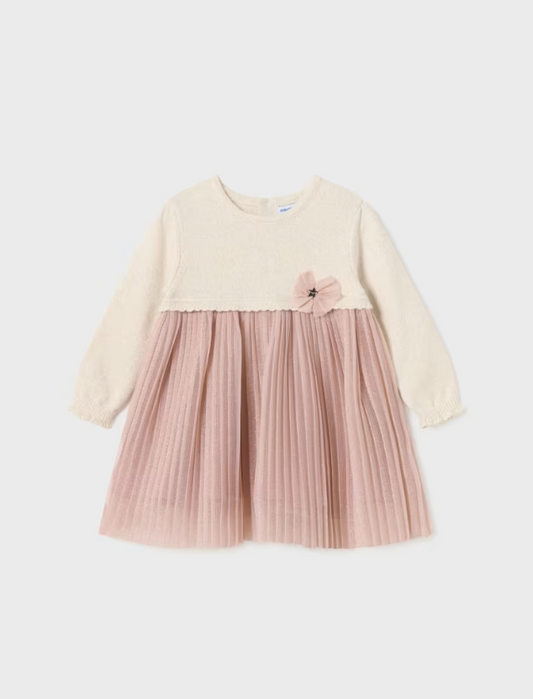 Blush Combined Pleated Dress