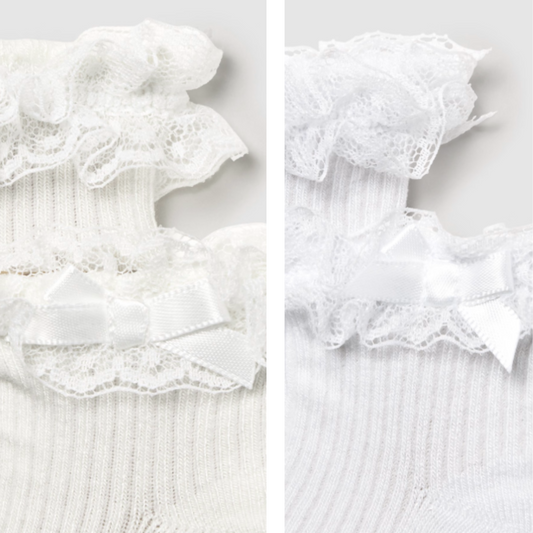 Sock w lace cuff & satin Bow