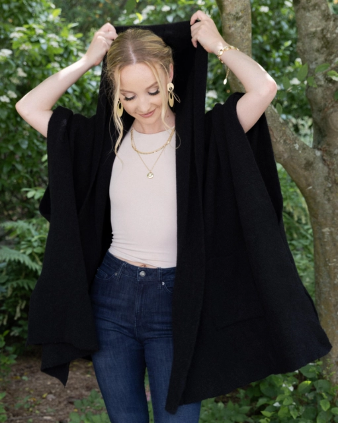 Black Hooded Oversize Kimono