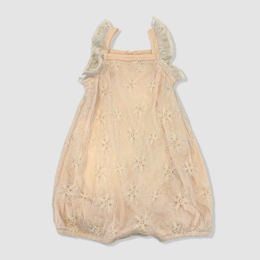 Vanilla Embroidered Net Romper