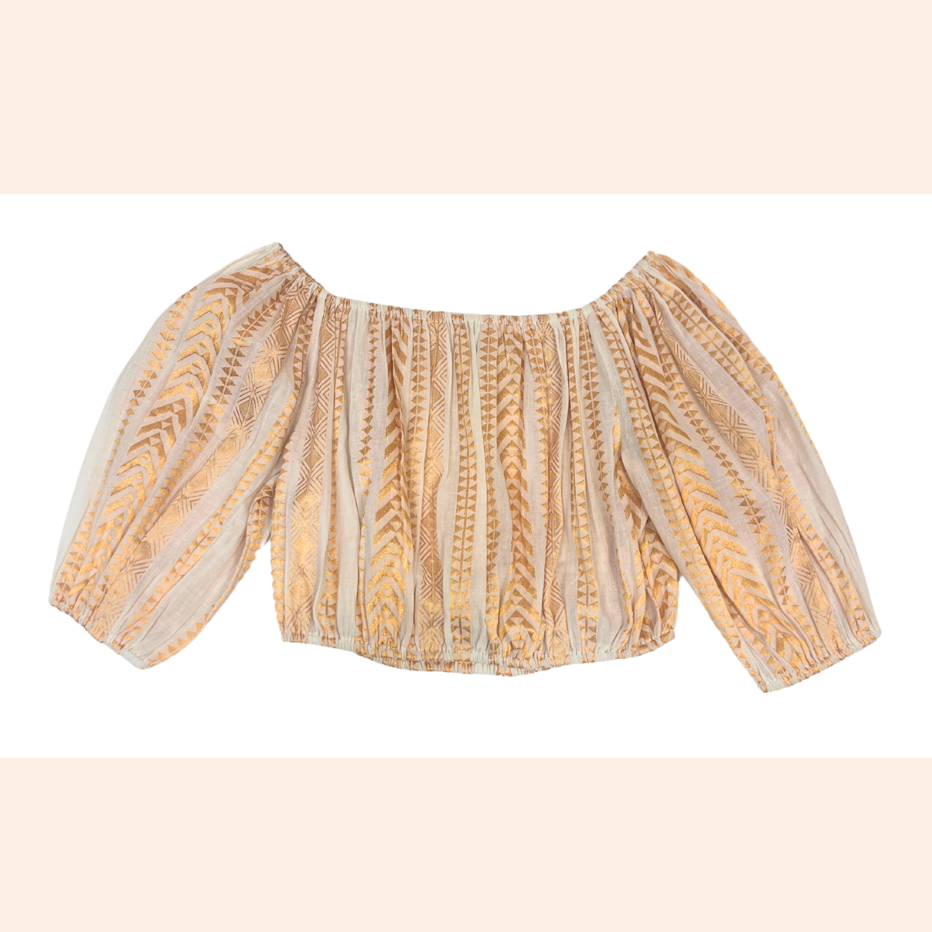 Ivory Gold Embroidered Crop Top