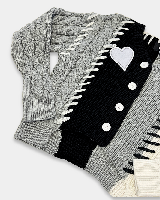 Misty Grey Black Sweater