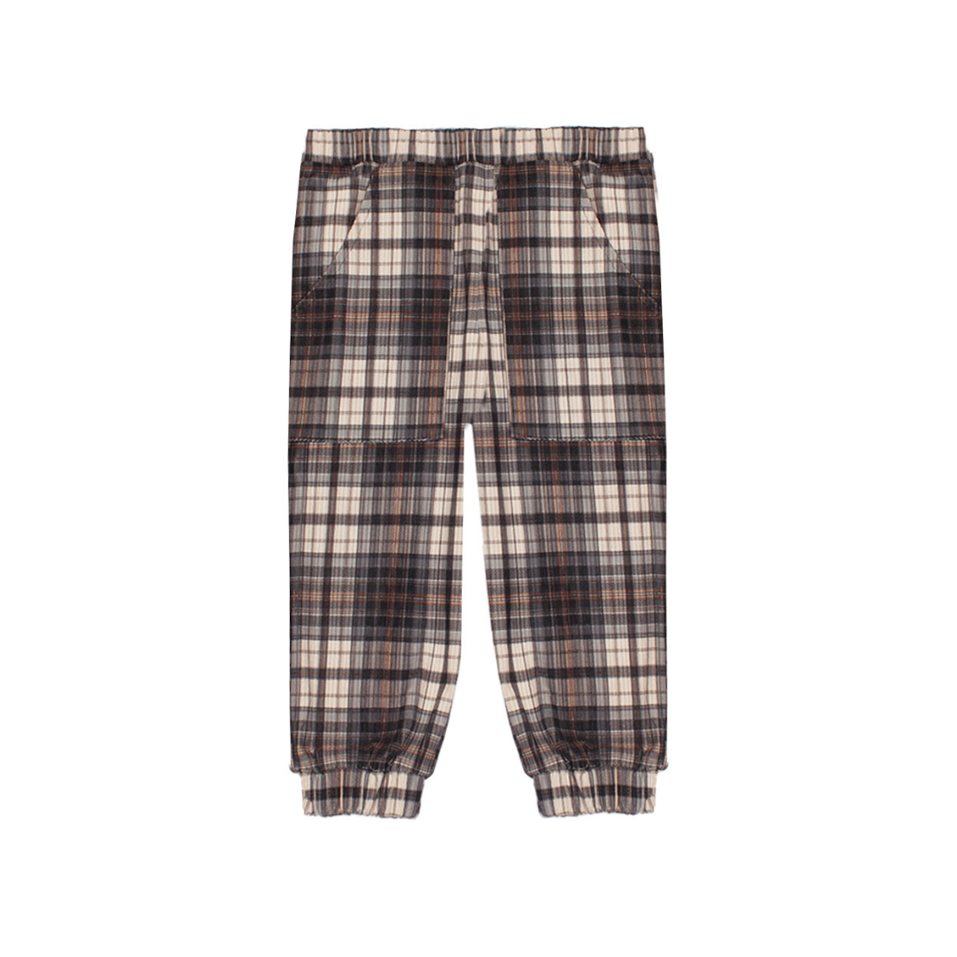 2pc Black Knit Top w Plaid pant