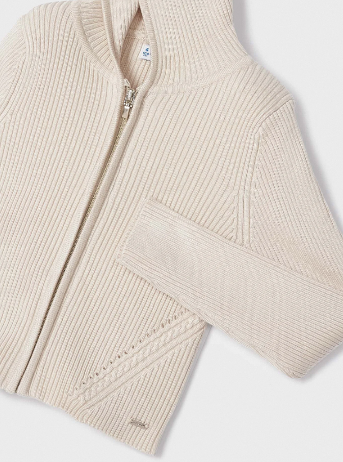 Oatmeal Knit Zip Up w Hood