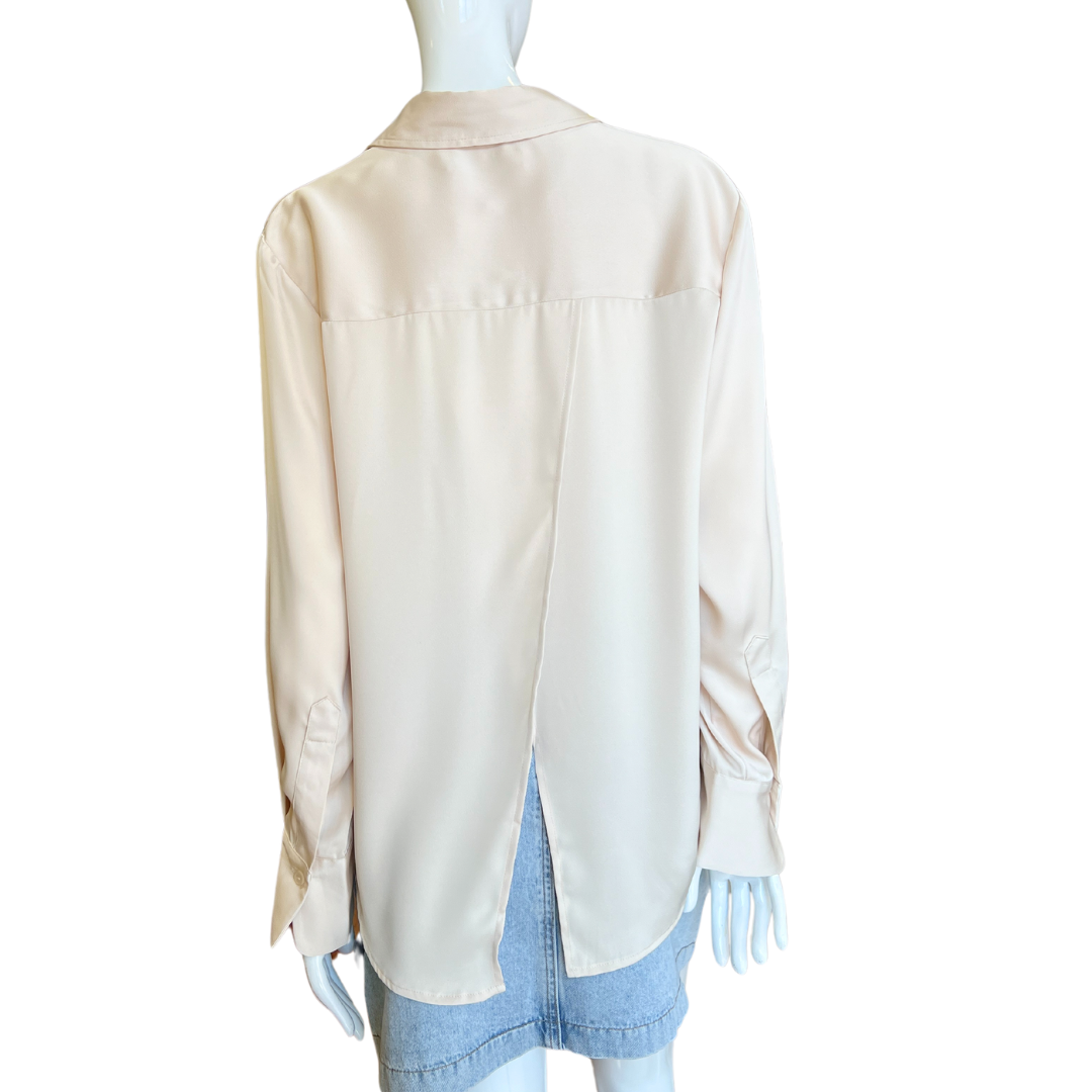 Champagne Satin Shirt Button up