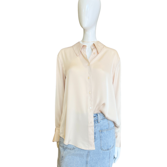 Champagne Satin Shirt Button up