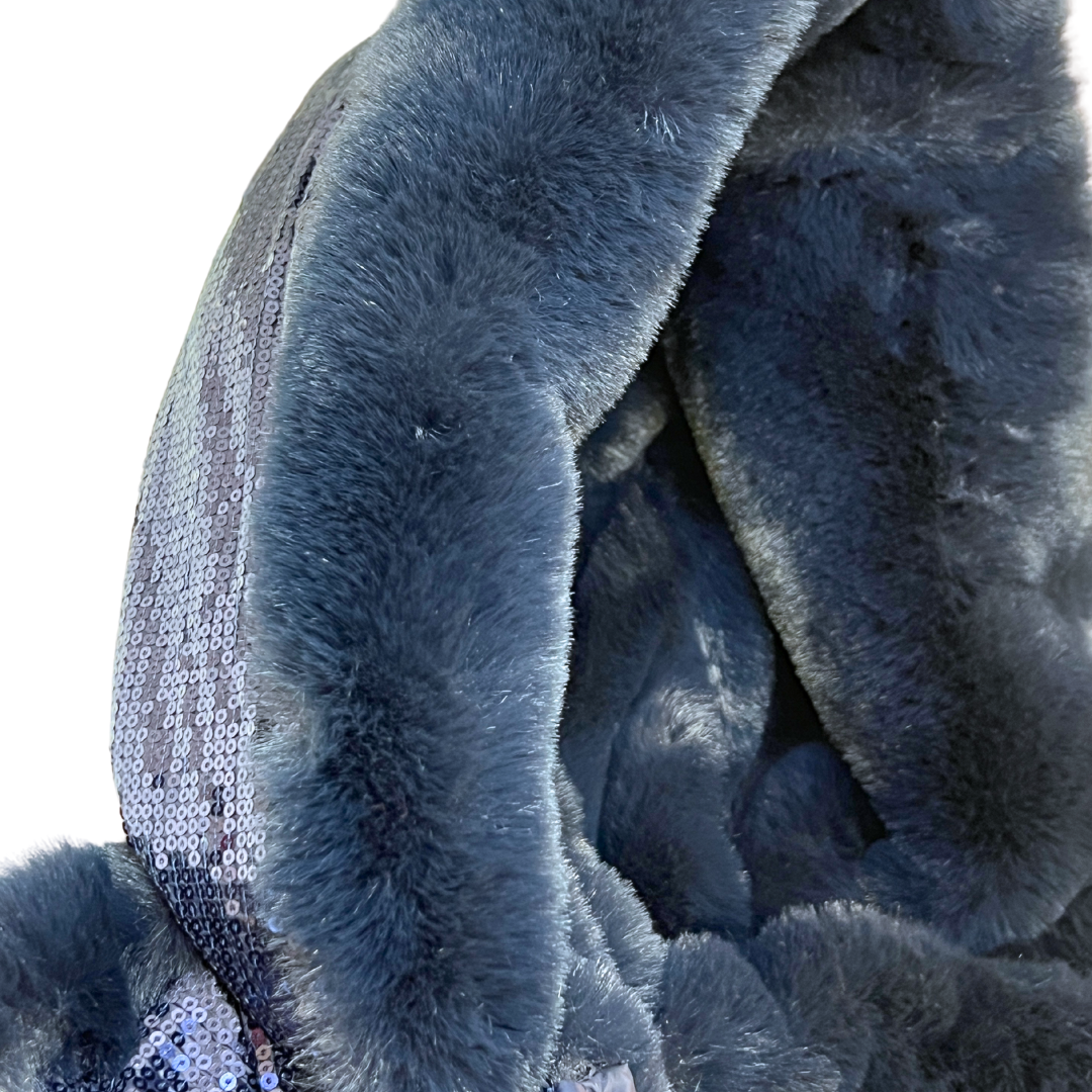 Navy Taffeta Sequins Coat