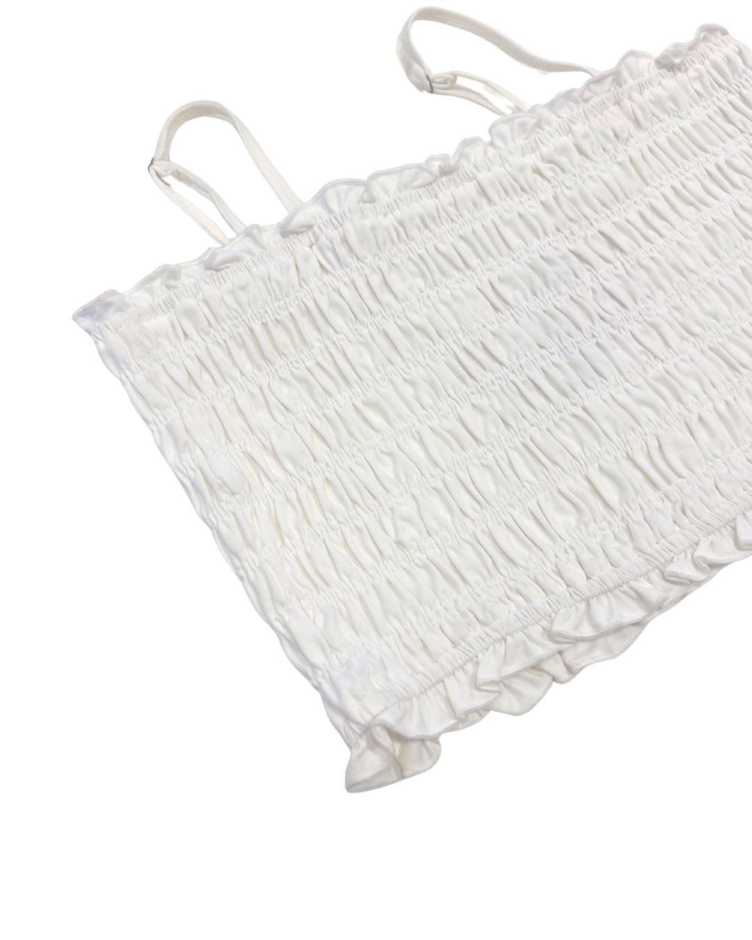 white smocked cami top, cropped tank, boutique summer top, adjustable strap cami, Expressions Boutique NY women’s fashion