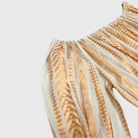 Ivory Gold Embroidered Crop Top