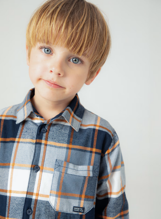 Navy/Orange Plaid Shirt