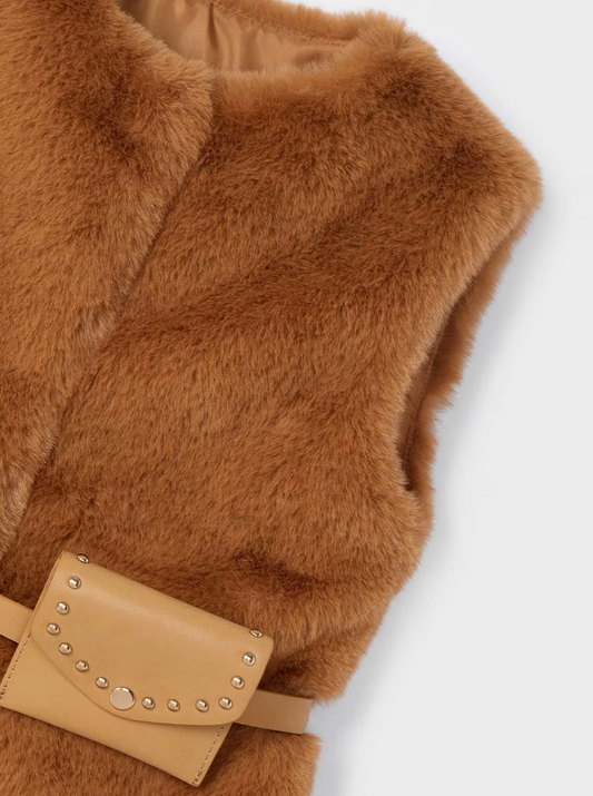 Caramel Fur Vest with Belt
