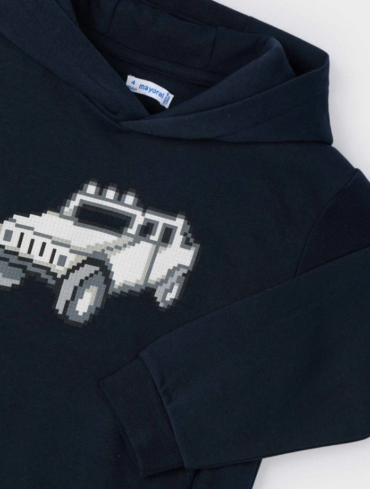 Navy w Car Design Sweatshirt w Hood